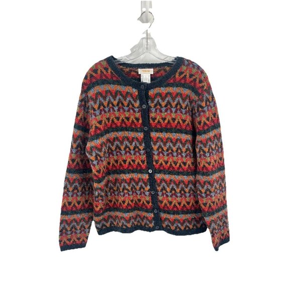 Talbots Sweaters - Vintage Talbots Southwest Tribal Wool Cardigan Print Button Sz Large